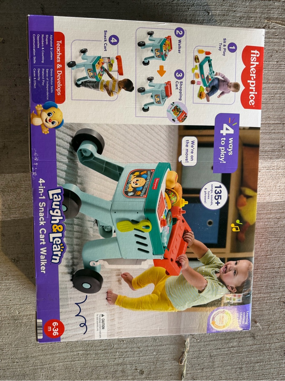 Fisher-Price Laugh & Learn 4-in-1 Snack Cart Walker - Teal, Orange, Yellow